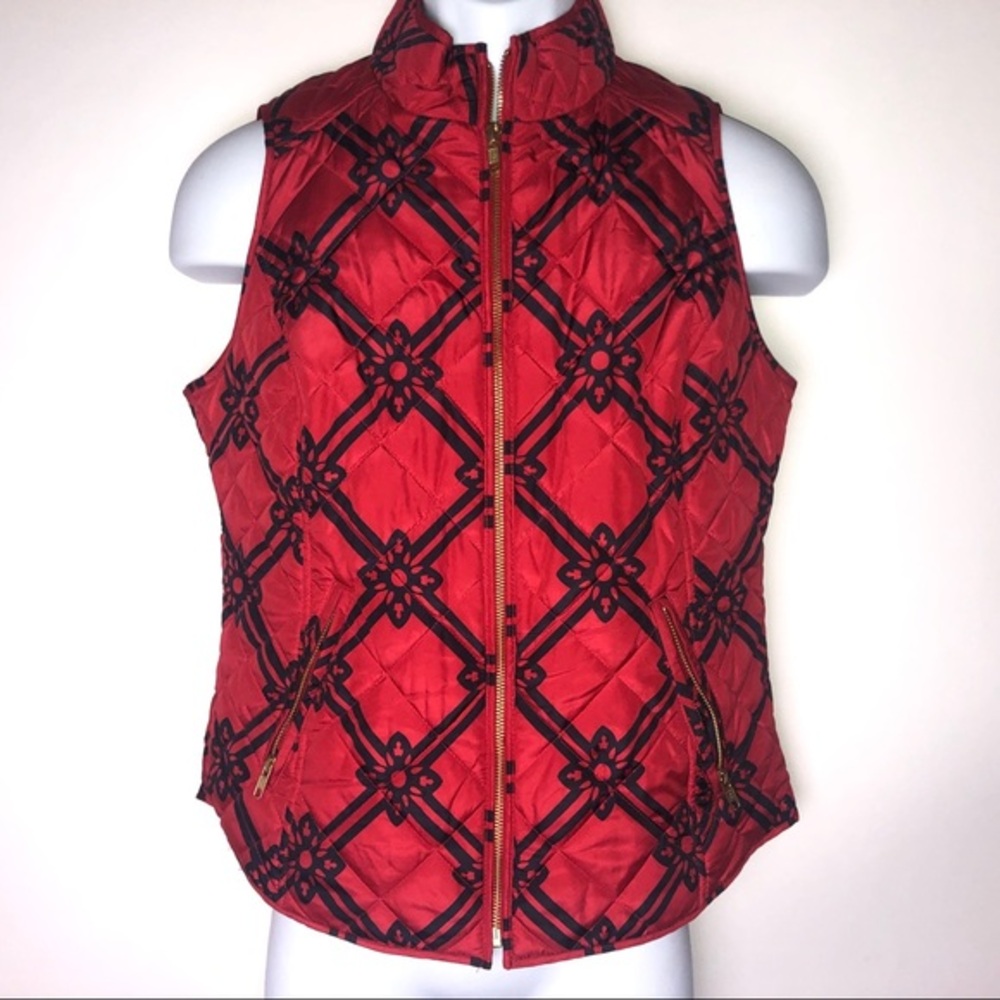 Crown & Ivy Puffer Vest Red Black Small